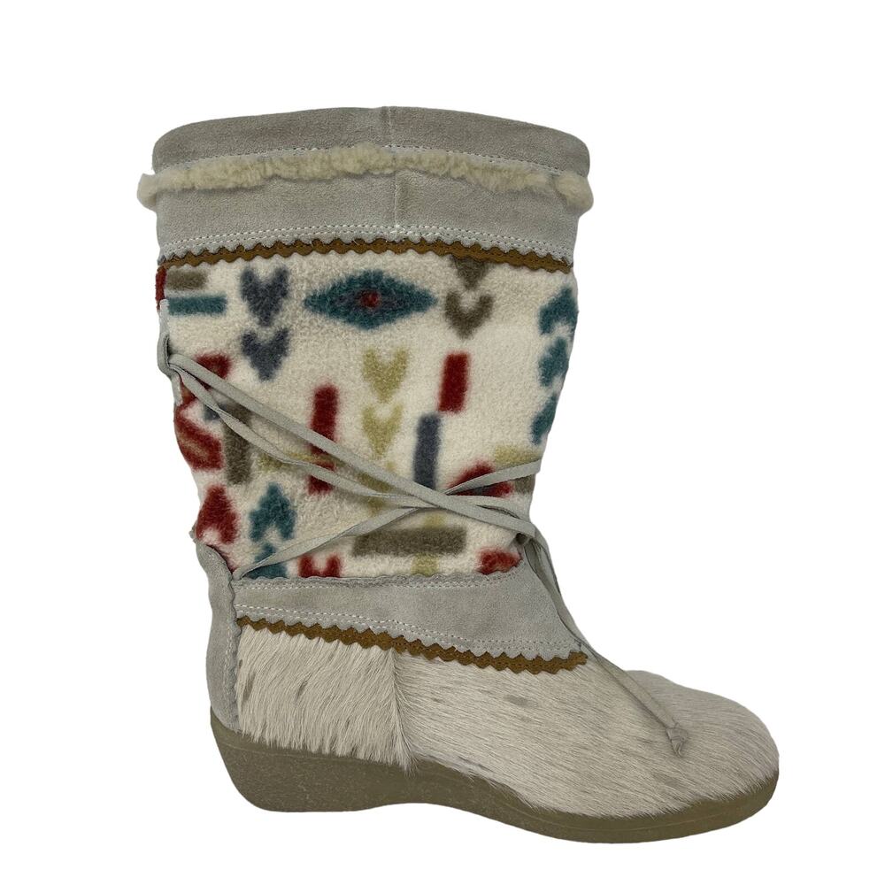 VINTAGE Technica Goat Fur, Suede and Fleece Aprés Ski Boots Made in Italy Sz 38